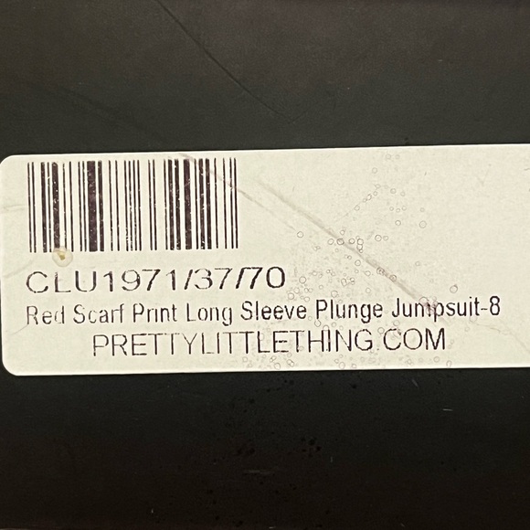 Red Scarf Print Long Sleeve Plunge Jumpsuit Sz 4 Women - Picture 9 of 10